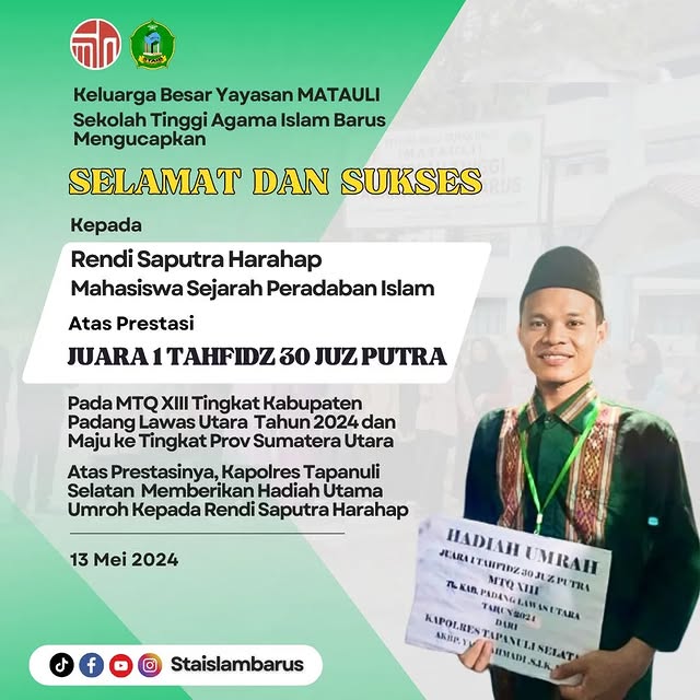 Selamat dan Sukses Kepada Rendi Saputra Harahap