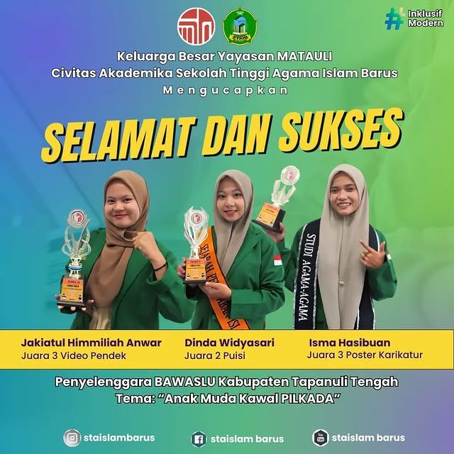 Selamat dan Sukses Mahasiswa Sekolah Tinggi Agama Islam Barus